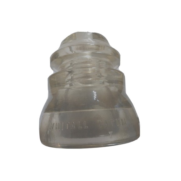 Vintage "WHITALL 45"  CD-155 glass insulator, clear, Pre-Drilled 3/8 hole in top - Picture 2 of 7